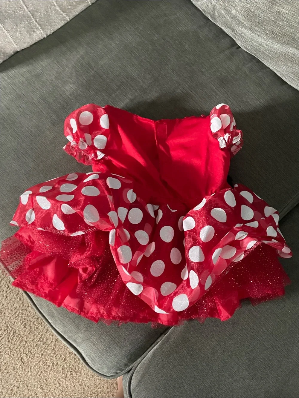 Disney Red and White Polka Dot Minnie Mouse Dress with Black Bow - Picture 2 of 3